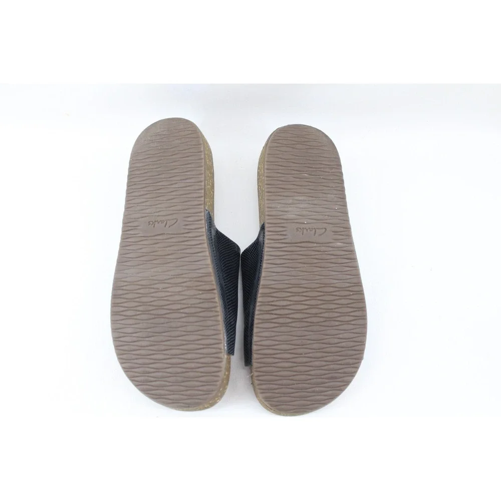 Unstructured by Clarks Womens Rosilla Hollis Slide Sandals Size 7 US Black Snake